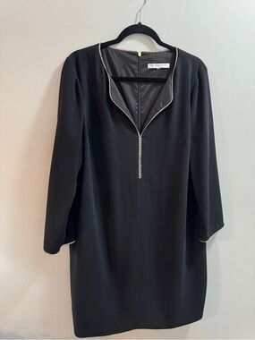 Trina Turk Black Embellished Collar Shift Dress